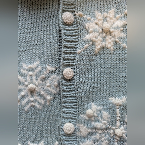 Vintage Teal Snowflake Cardigan - Picture 3 of 8